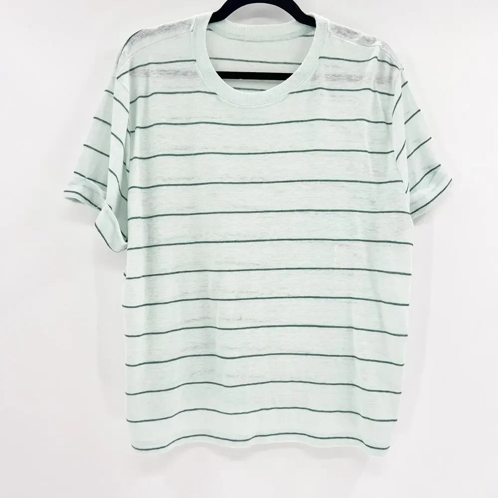 A New Day Stripe T Shirt Top Womens XXL Green‎ White Striped Relaxed Casual
